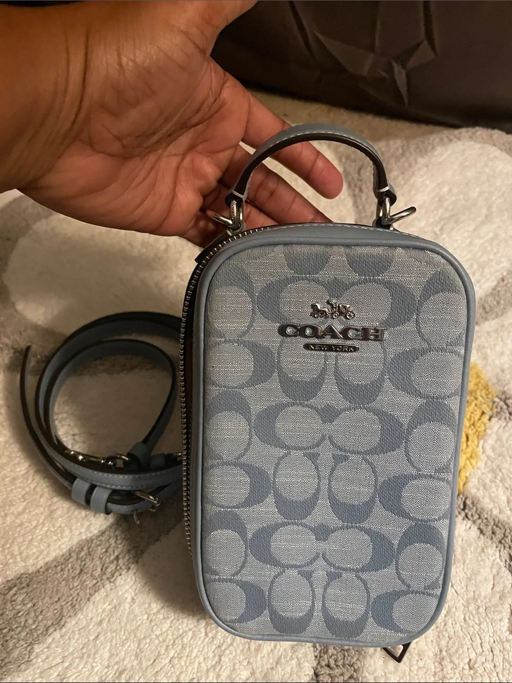Coach Crossbody Pouch in Gray Signature Canvas